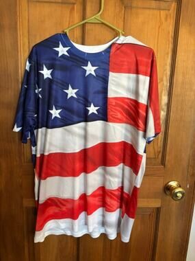 Men’s Get A Life Patriotic Flag Tee Size XL 100% Polyester